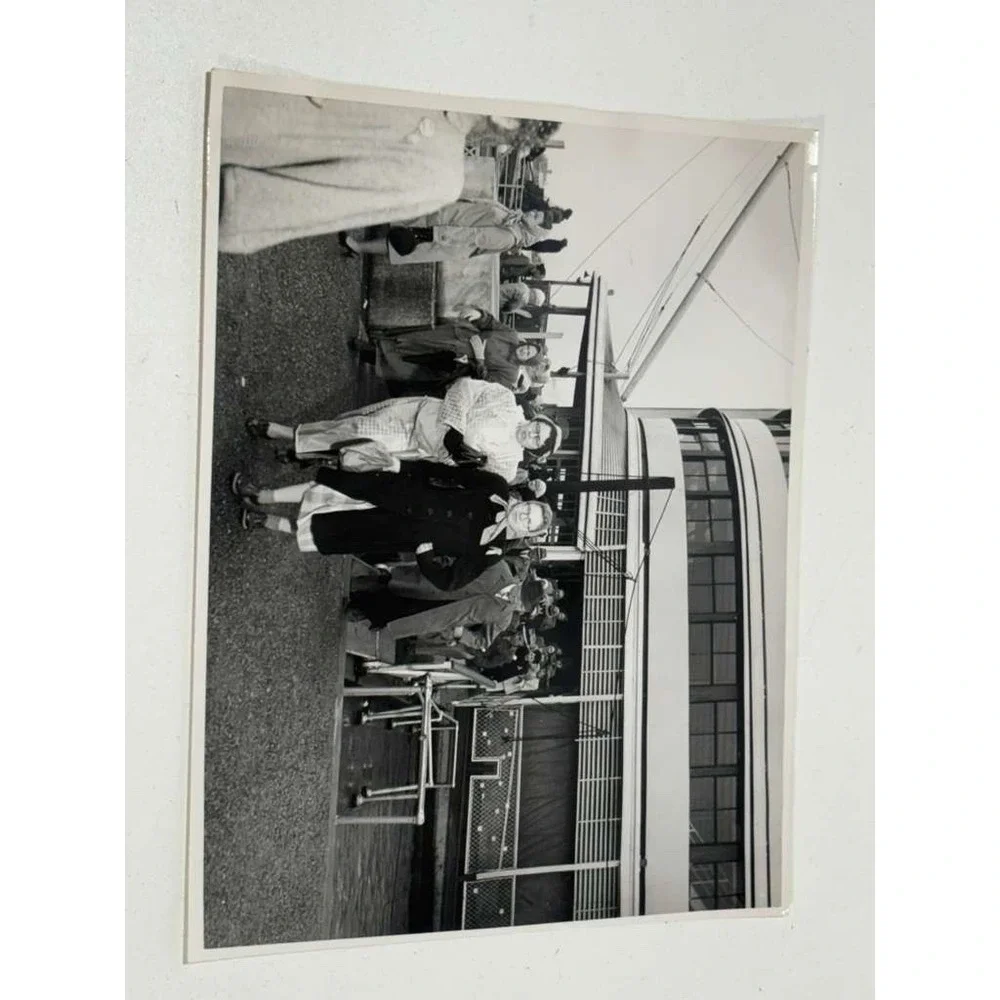 Antique Photograph Of Passengers Boarding A Large Riverboat SS President? 1930's